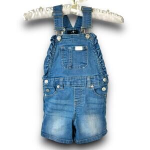 7 For All Mankind Denim Jean Shorts Bib Overalls Adjustable Straps Baby Girl 18M
